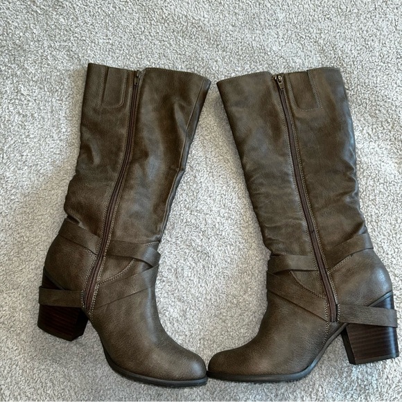 Fergie Taupe Heeled Boots - Picture 1 of 6
